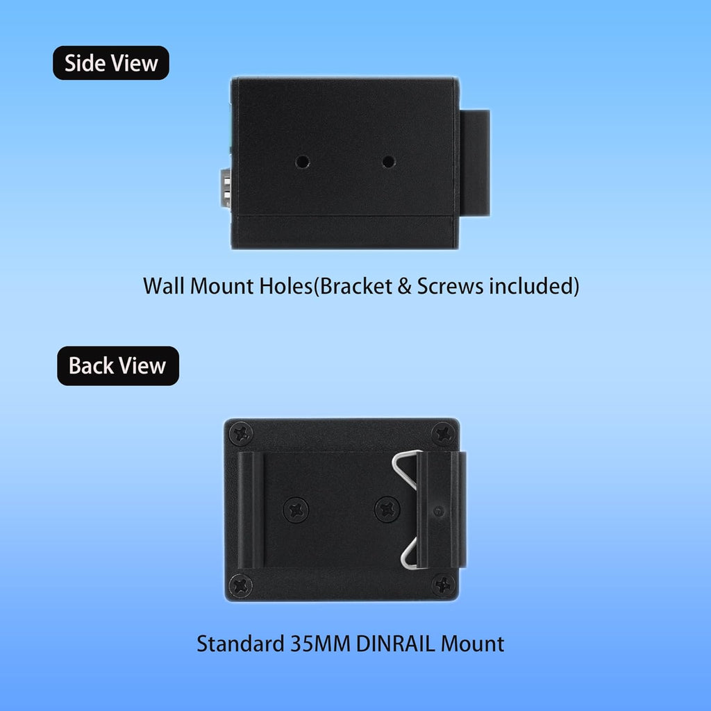 Industrial Mini Gigabit Ethernet Switch, 2-Port RJ45 + 1-Port SFP, Unmanaged Network Switch,Plug & Play,Fanless Metal Design,AC Power Supply(Non PoE)