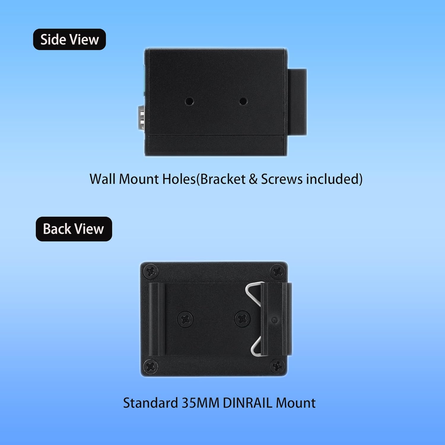 Industrial Mini Gigabit Ethernet Switch, 2-Port RJ45 + 1-Port SFP, Unmanaged Network Switch,Plug & Play,Fanless Metal Design,AC Power Supply(Non PoE)