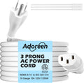 Adoreen 10 Ft Computer TV Replacement Power Cord White, 18AWG 3-Prong AC Universal Power Supply Cable NEMA 5-15P to IEC 320 C13 for Printer, PC, Monitor TV LCD, ETL+Ties