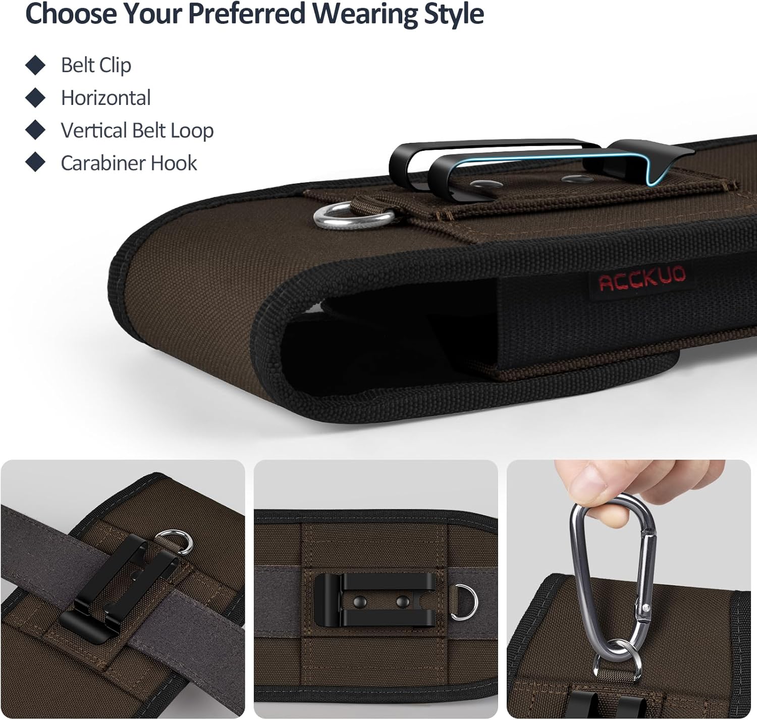Phone Holster for Belt with Metal Clip and Magnetic Closure Compatible with iPhone 16/15/14/13/12 Pro Max, Galaxy S25/S24/S23/S22 Plus & FE for Everyday Protection, L-Coffee