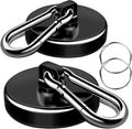 LOVIMAG Strong Magnets with Hooks, 200LBS+ Heavy Duty Magnets with Epoxy Coating for Cruise, Magnetic Hooks with Swivel Carabiner Hook, Powerful Neodymium Magnet for Hanging, Kitchen,Garage-2 Pcs