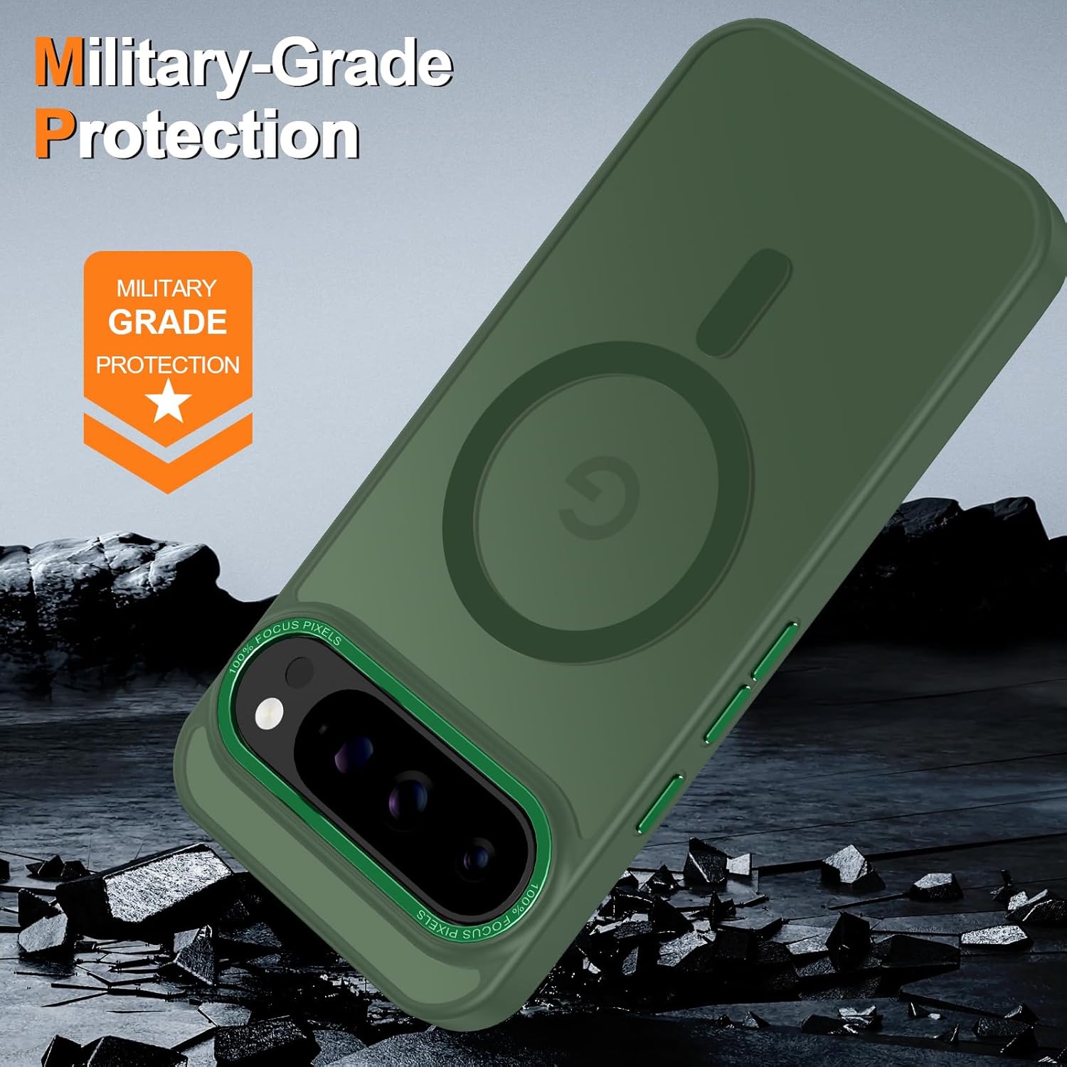 Magnetic for Google Pixel 9 Pro XL Case, [Military Grade Drop Protection] [Compatible with MagSafe] Shockproof Slim Translucent Matte Anti-Slip for Women Girls Men Case, Forest Green