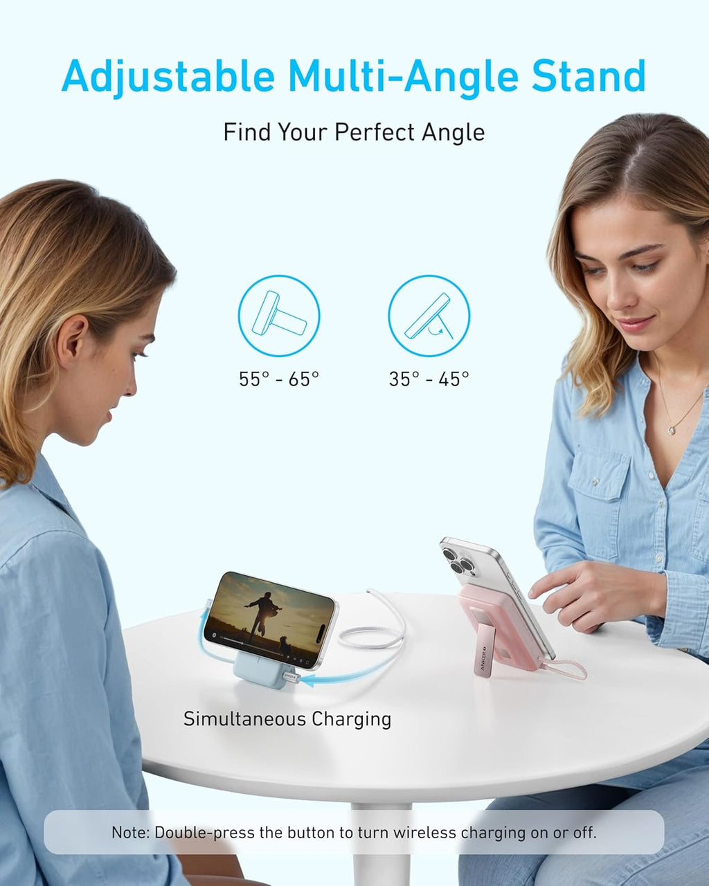 Anker Zolo Magnetic Power Bank, 10,000mAh Wireless Portable Charger with 30W Max Fast Charging, Battery Pack with Built-in USB-C Cable and Adjustable Stand, for iPhone16/15 Series, AirPods, and More
