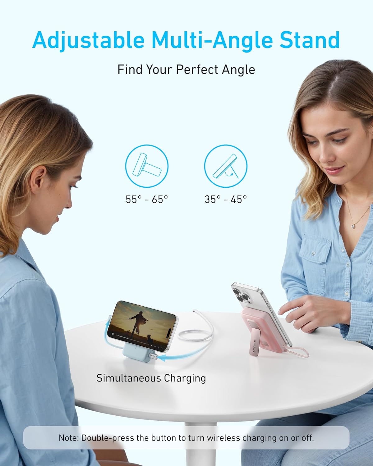 Anker Zolo Magnetic Power Bank, 10,000mAh Wireless Portable Charger with 30W Max Fast Charging, Battery Pack with Built-in USB-C Cable and Adjustable Stand, for iPhone16/15 Series, AirPods, and More