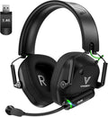 Wireless Gaming Headset for PC, PS5, PS4, Mac, Switch, 2.4GHz USB Dongle Headphones with Mic, Bluetooth 5.4, 50mm Driver, Stereo Sound, Cool Lighting, 50H Battery-Black/Green