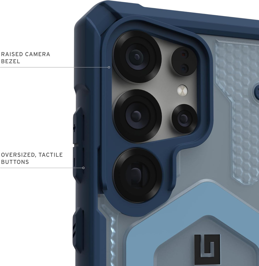 URBAN ARMOR GEAR UAG Designed for Samsung Galaxy S25 Ultra Case 6.9" Pathfinder Clear Bundle with Wrist Lanyard - Compatible with Magnetic Charging Luminous Glow in The Dark Protective Cover, Blues