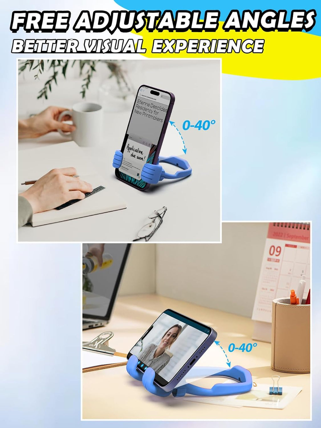 Easter Basket Stuffers for Teens Boys Kids Men Adults Cell Phone Stand: Flexible Thumbs Up Lazy Cellphone Holder for Desk Funny Birthday Easter Gifts for Women Mom Teenager Tween Cool Gadget Ideas