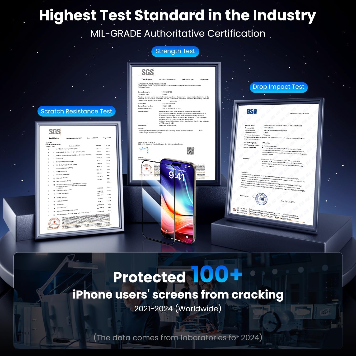 Uyiton UnBreak-Glass for iPhone 15 Pro Max Screen Protector, [Ultrasonic Fingerprint Support][Auto-Alignment Frame] Scratch-Resistant Bubble-Free 15 Pro Max Screen Protector(6.7''), 2 Pack