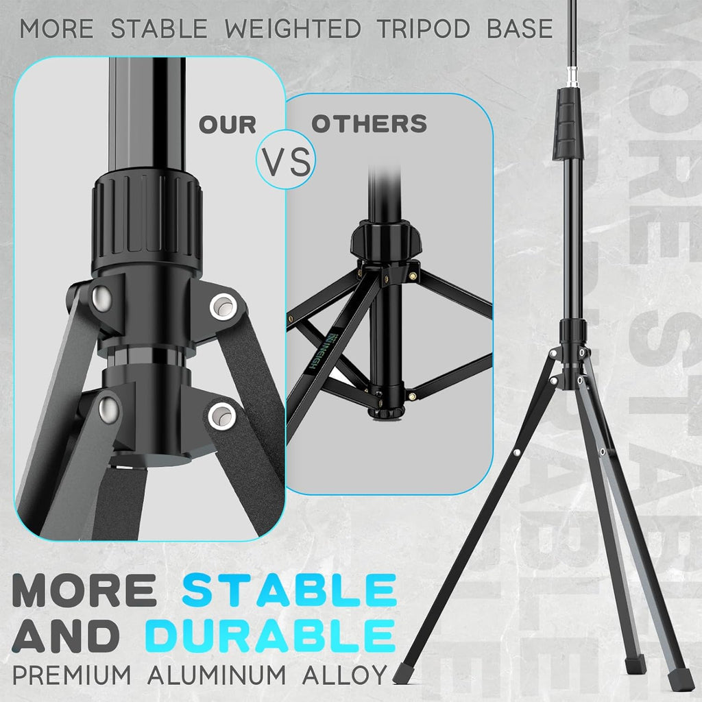 UBeesize 92’’ Cell Phone Tripod Stand with 16.5’’ Gooseneck and Remote, Overhead Tripod with Adjustable 360°Ball Head & Phone Holder for iPhone 14 Pro Max/Plus/13/12/11, Android Cell Phone