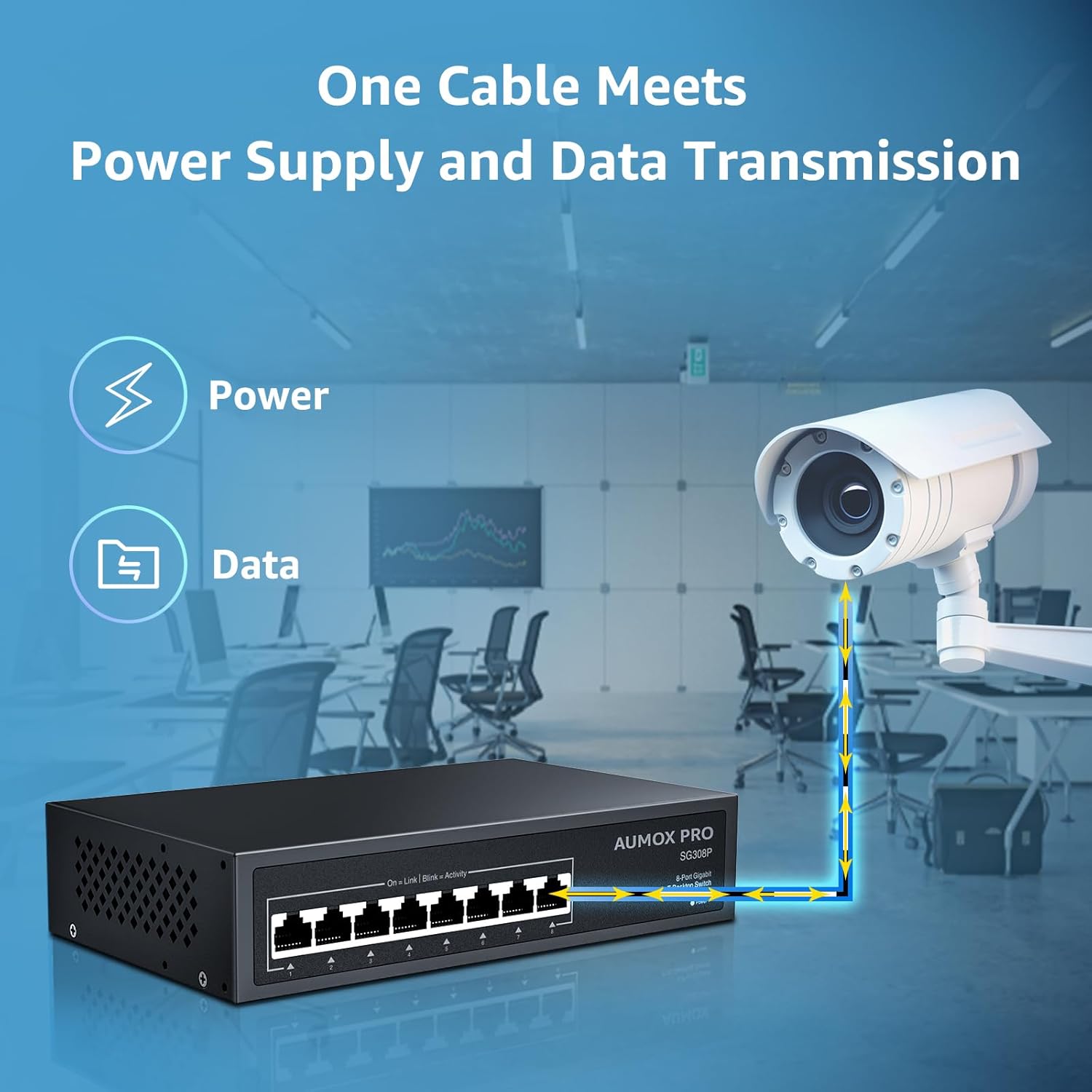 8 Port PoE Switch Gigabit 120W, Gigabit Unmanaged Ethernet Switch, Plug & Play, 802.3af/at Compliant, Metal Housing, 8-Port Network Switch for Home/Office Energy Efficient Silent Operation