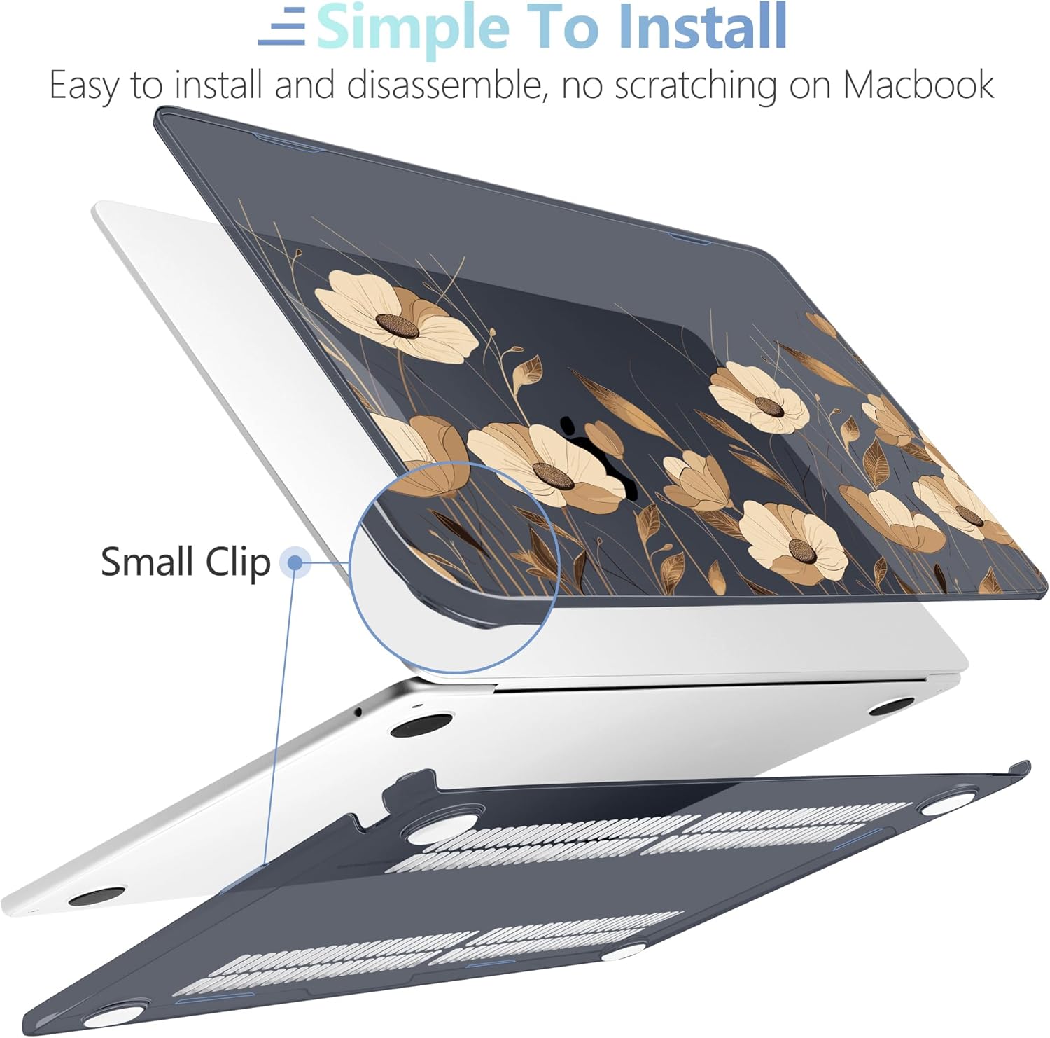 MEEgoodo Case for M4/M3/M2 MacBook Air 13.6 inch Case 2025 2024 2022, Fit Model A3240/A3113/A2681, Laptop Hard Shell with Keyboard Cover Compatible with MacBook Air 13 inch, A Bouquet Flowers