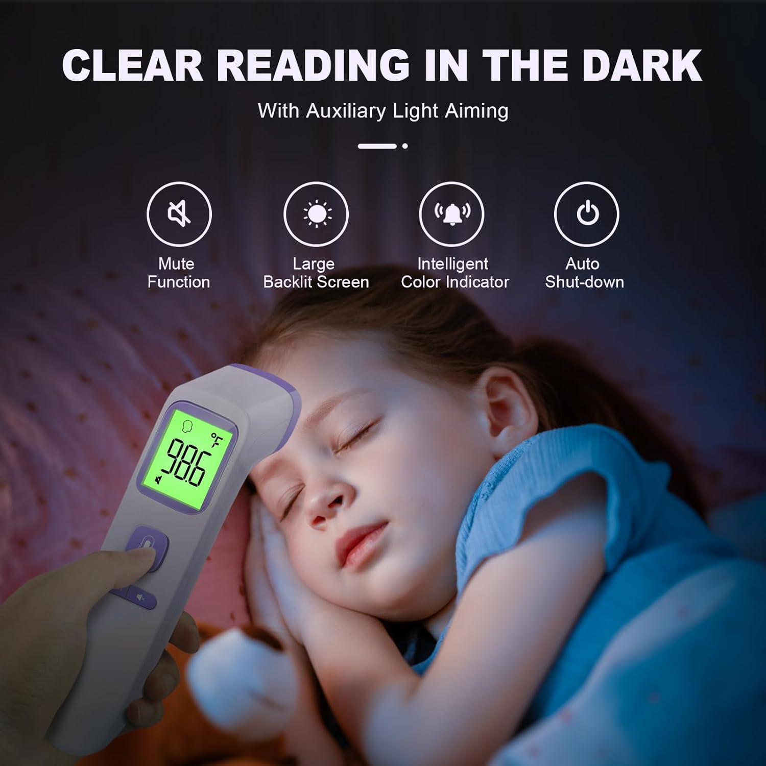 No-Touch Thermometer for Adults and Kids, Digital Accurate Baby Thermometer with Fever Alarm, 1 Second Fast Result, Easy to use, 2 in 1 Mode (Purple)