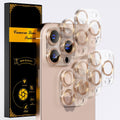 beuxece for 6 Pack iPhone 15 Pro/iPhone 15 Pro Max Camera Lens Protector [Drop Protection] [Case Friendly] [Easy Installation] 9H Tempered Glass Camera Screen Protector Cover, CD Gold