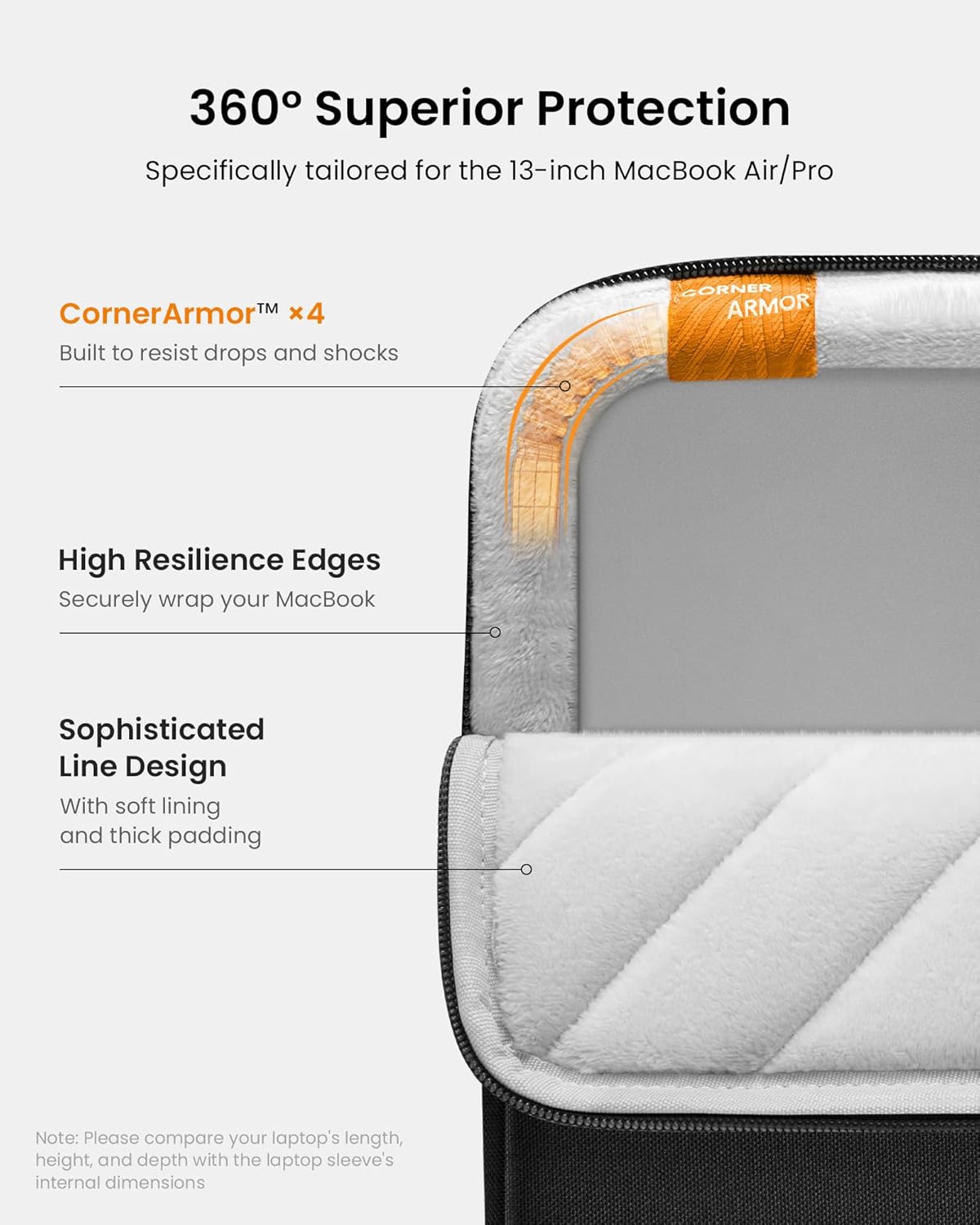 tomtoc 360 Protective Laptop Sleeve Set for 13-inch MacBook Air M4/A3240 2025, M3/A3113, M2/A2681 M1/A2337, 13-inch MacBook Pro M2/A2686 M1/A2338, Water-Resistant Laptop Case with Accessory Pouch