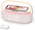 COLSUR Bluetooth Speaker with Wireless Charger, FM Radio, Dimmable LED Night Light, Dual Wireless Speakers, 2500mAh Portable Speaker for Home Decoration, Bedroom, Office, Gift