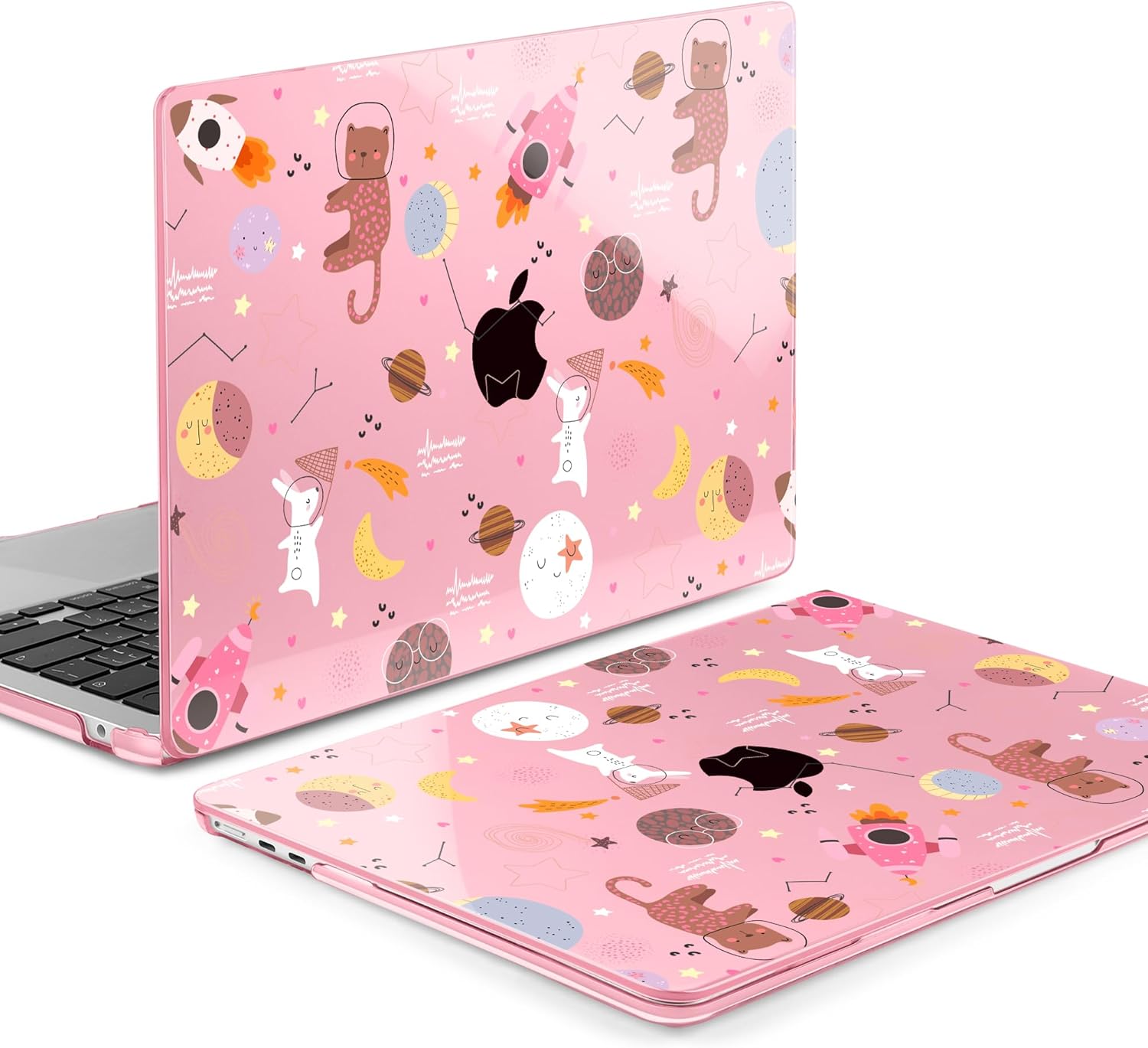 MEEgoodo for M4/M3/M2 MacBook Air 15.3 inch Case 2025 2024 2023, Case Fit Model (A3241/A3114/A2941) for MacBook Air 15 inch, Laptop Hard Shell with Keyboard Cover, Space & Animals