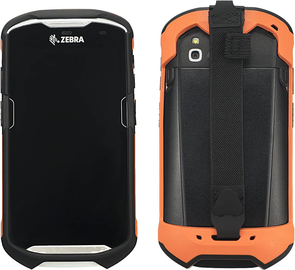 Protective Cover Bumper Case Rugged Boot with Hand Strap for Zebra TC51 TC510K TC52 TC56 TC57,Slim TPU Scanner Cover,Barcode Touch Mobile Computer Accessories (Orange)