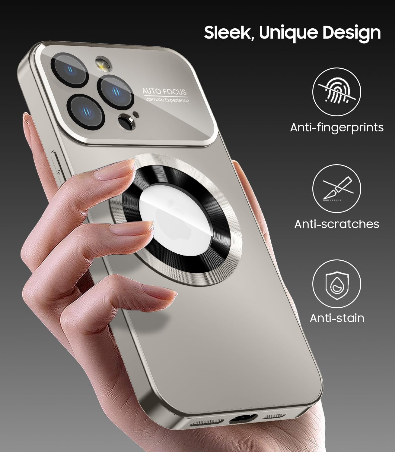 Magnetic for iPhone 13 Pro Case, Built-in Camera Lens Protector, Compatible with MagSafe, Logo View, Military Grade Protective Phone Cover, Titanium Gray