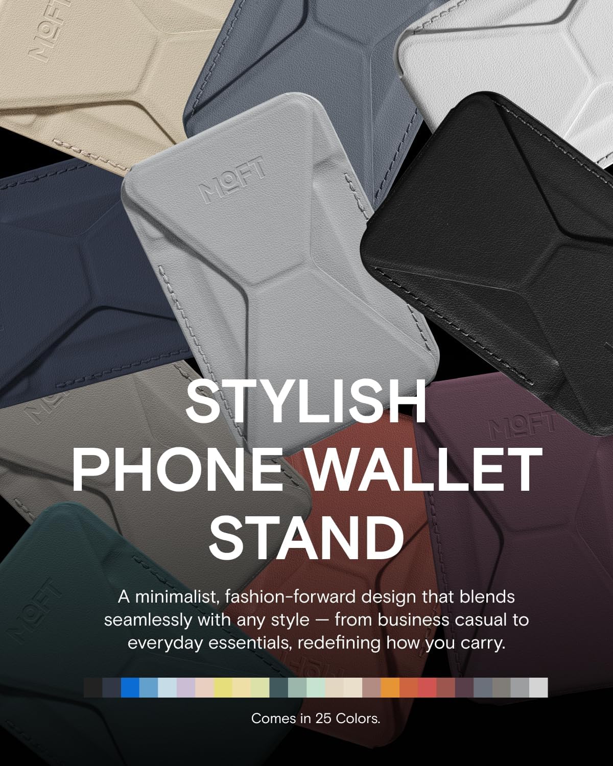 MOFT Magnetic Wallet Stand Compatible with iPhone 16/15/14/13/12 Series, Angle Adjustment & Magsafe Compatible MOVAS Phone Stand, Cement