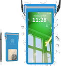 Large Floating Waterproof Phone Case with Lanyard for Snorkeling & Diving - Underwater Phone Pouch Compatible with i-Phone 16/15/14 Pro Max, Galaxy All Series, Beach and Pool Water Park (Blue)