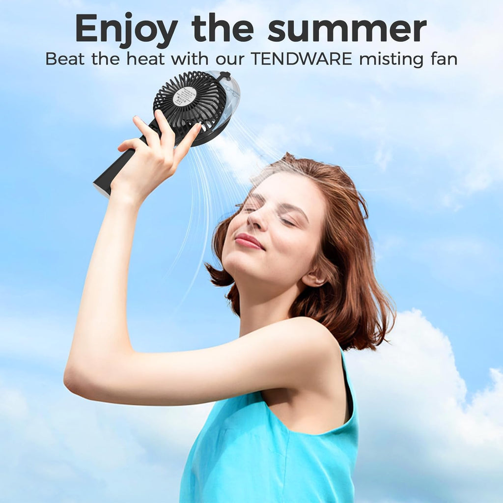PANERGY Handheld Misting Fan – Rechargeable Battery Operated,Handheld Personal Fan with Mist Spray, Electric Hand Fans, 180° Foldable Mister Fans for Travel, Camping, Disney, Concerts, Office(Black)