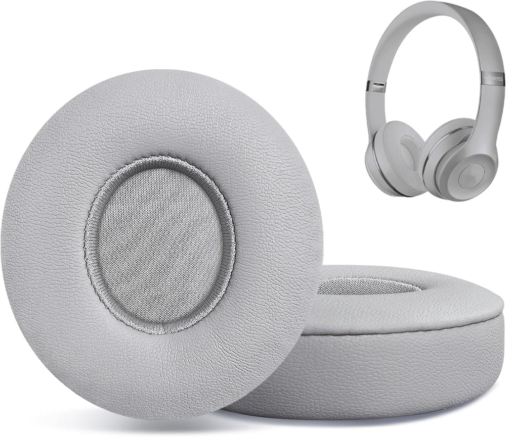 Replacement Ear Pads for Beats Solo 2 & Solo 3 Wireless On-Ear Headphones, Ear Cushions, Headset Earpads, Ear Cups Cover with Soft Protein Leather (Grey)
