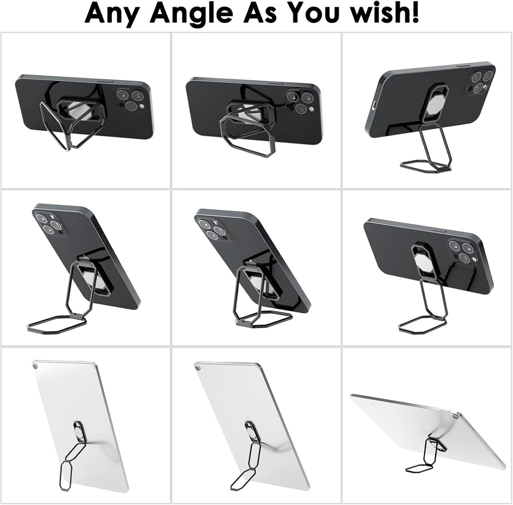 Phone Ring Holder Finger Kickstand, Upgraded 360° Rotation Metal Phone Grip for Magnetic Car Mount Foldable Cell Phone Stand Compatible with Most Smartphones
