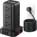 PD 20W USB C Surge Protector, Mini Power Strip Tower Travel 12 AC 4 USB Power Strip with USB Ports 10FT Overload Protection for Home Office