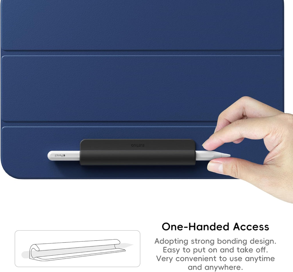 ELETIUO Silicone Pencil Holder Sleeve,Compatible with Apple Pencil (USB-C),Apple Pencil 1st/ 2nd Generation,Strong Adhesive Sticky Attached to iPad Case for Stylus Pens,Black