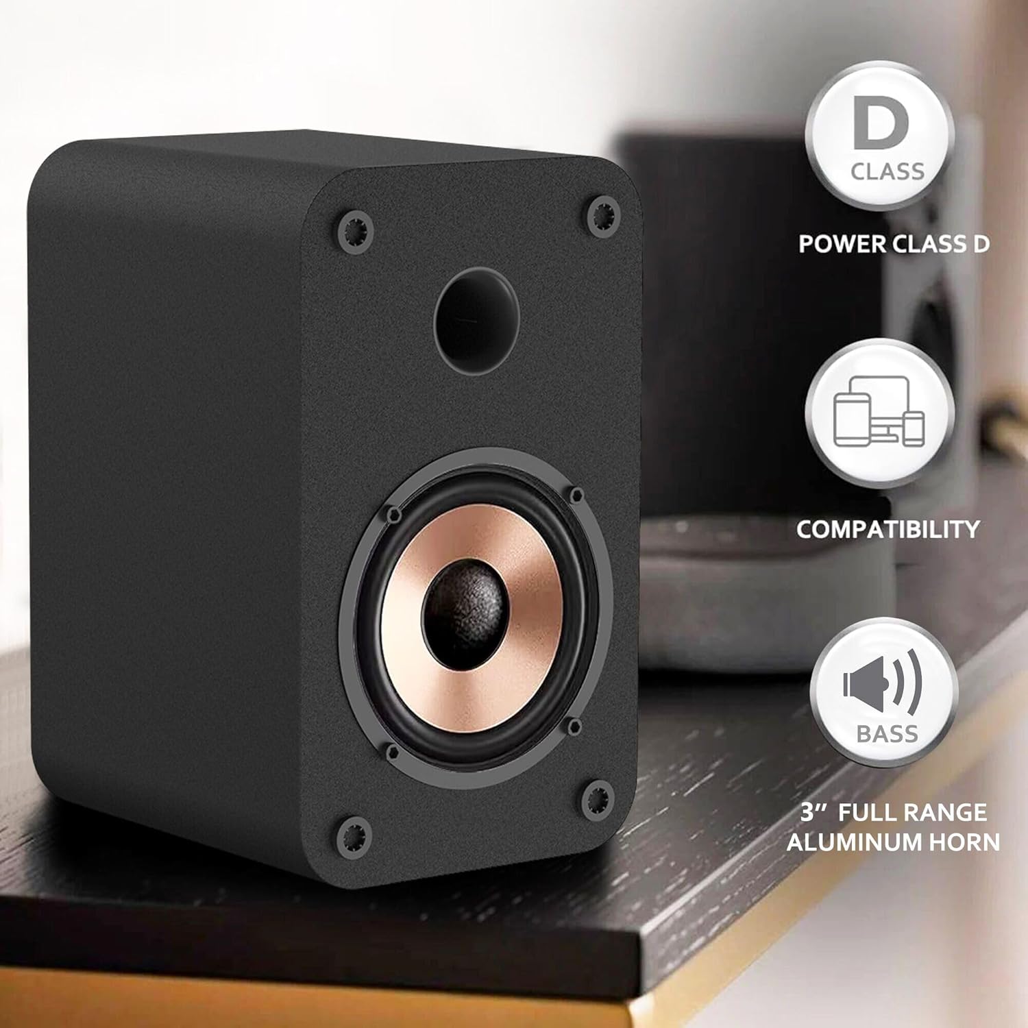 LONPOO Powered Bookshelf Speaker, Computer Speakers for Desktop and Laptop with 3" Alluminium Speaker,30 Watts RMS with Bluetooth,Aux,Sold As Pair