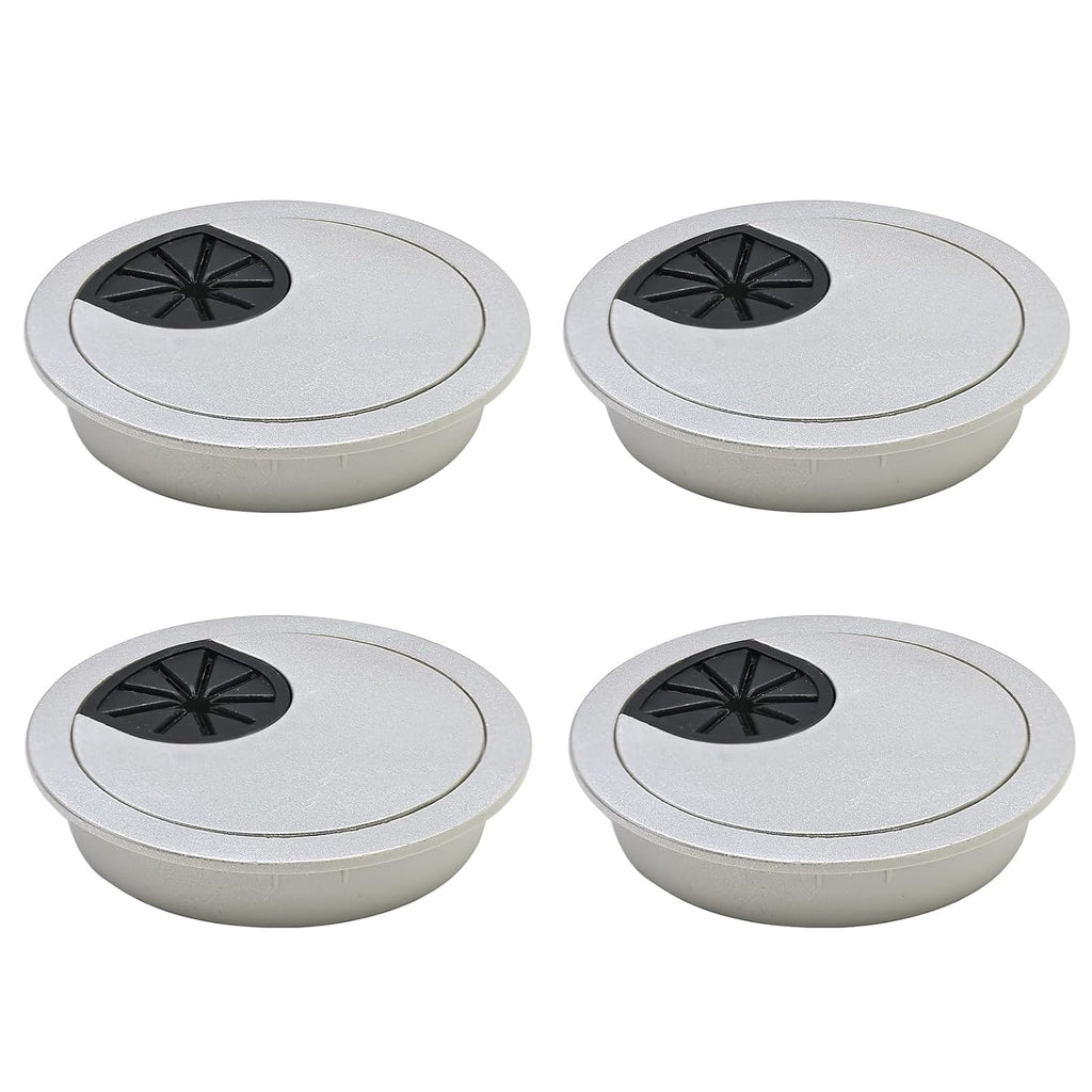 Desk Grommet 2-3/8" (60 mm), Desk Cord Hole Cover, Cable Grommet ABS Plastic, Desk Hole Grommet for Office and Home Table Cable, Detachable Cable Cord Organizer (Silver Sand 4 Pcs)