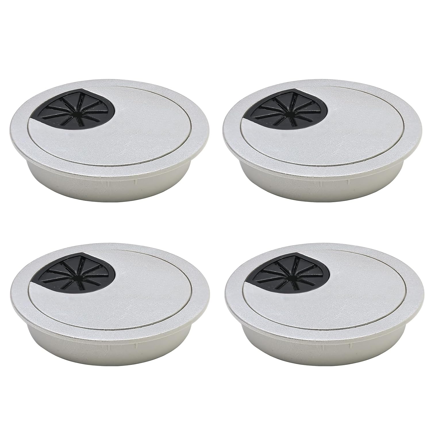 Desk Grommet 2-3/8" (60 mm), Desk Cord Hole Cover, Cable Grommet ABS Plastic, Desk Hole Grommet for Office and Home Table Cable, Detachable Cable Cord Organizer (Silver Sand 4 Pcs)