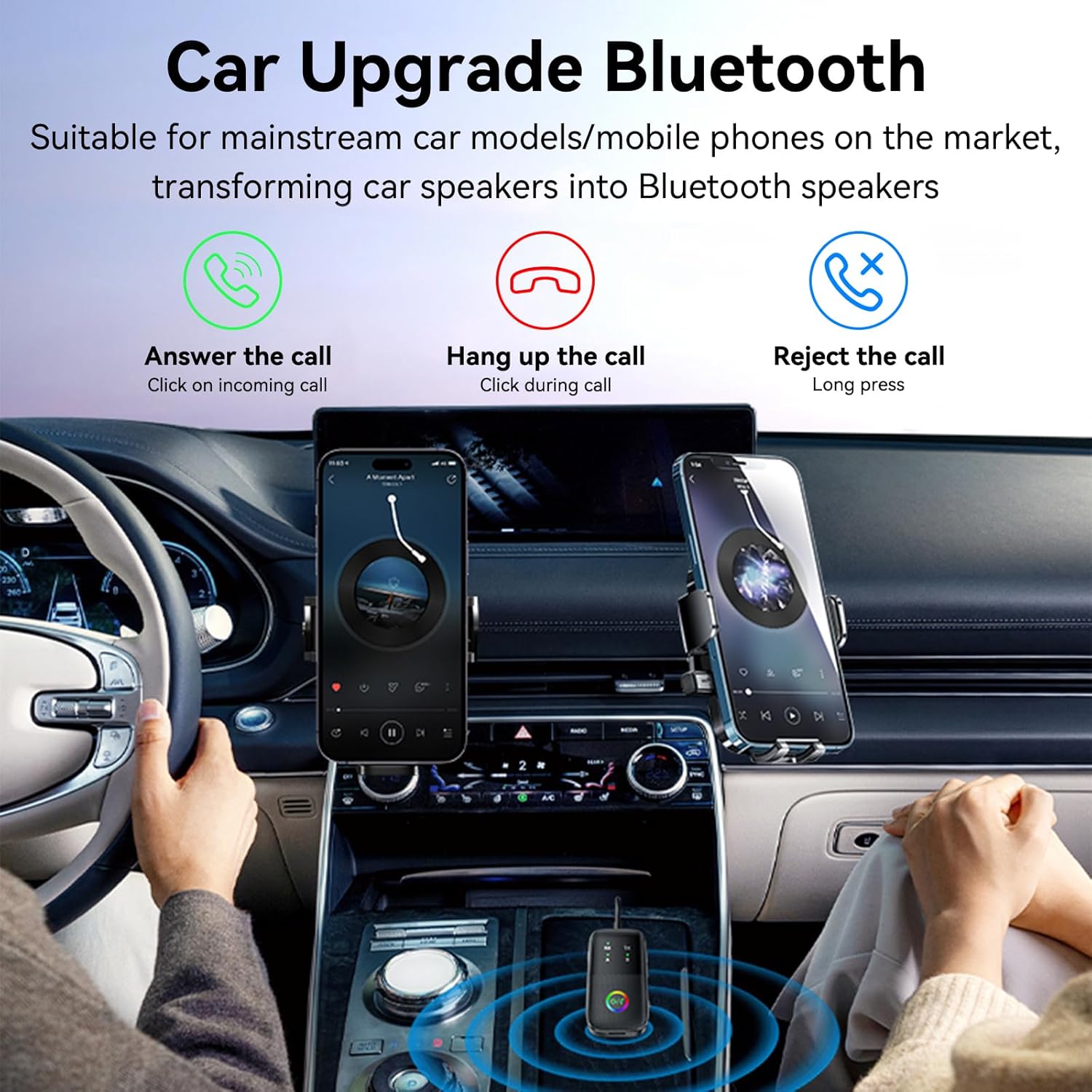 Bluetooth 5.2 Transmitter Receiver aptX Adaptive/Low Latency/HD Bluetooth Adapter Support 2 AirPods Phones, Wireless Audio Receiver 3.5mm Aux Headphone Jack Adapter for Airplane Travel/TV/Home Stereo