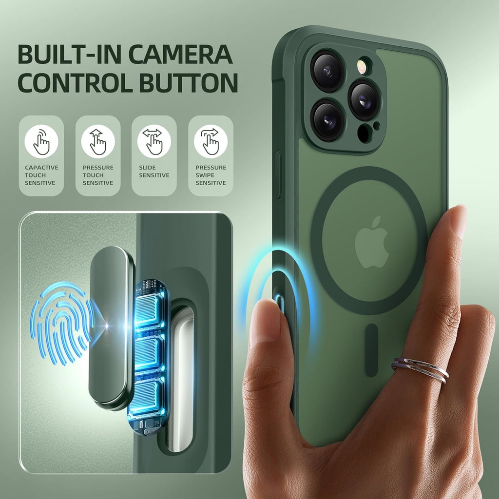 BERFY Magnetic for iPhone 16 Pro Max Case, Compatible with MagSafe, Built-in Privacy Screen Protector and Upgraded Camera Protection, Anti-Spy Full Body Shockproof Phone Case for 16 Pro Max 6.9",Green