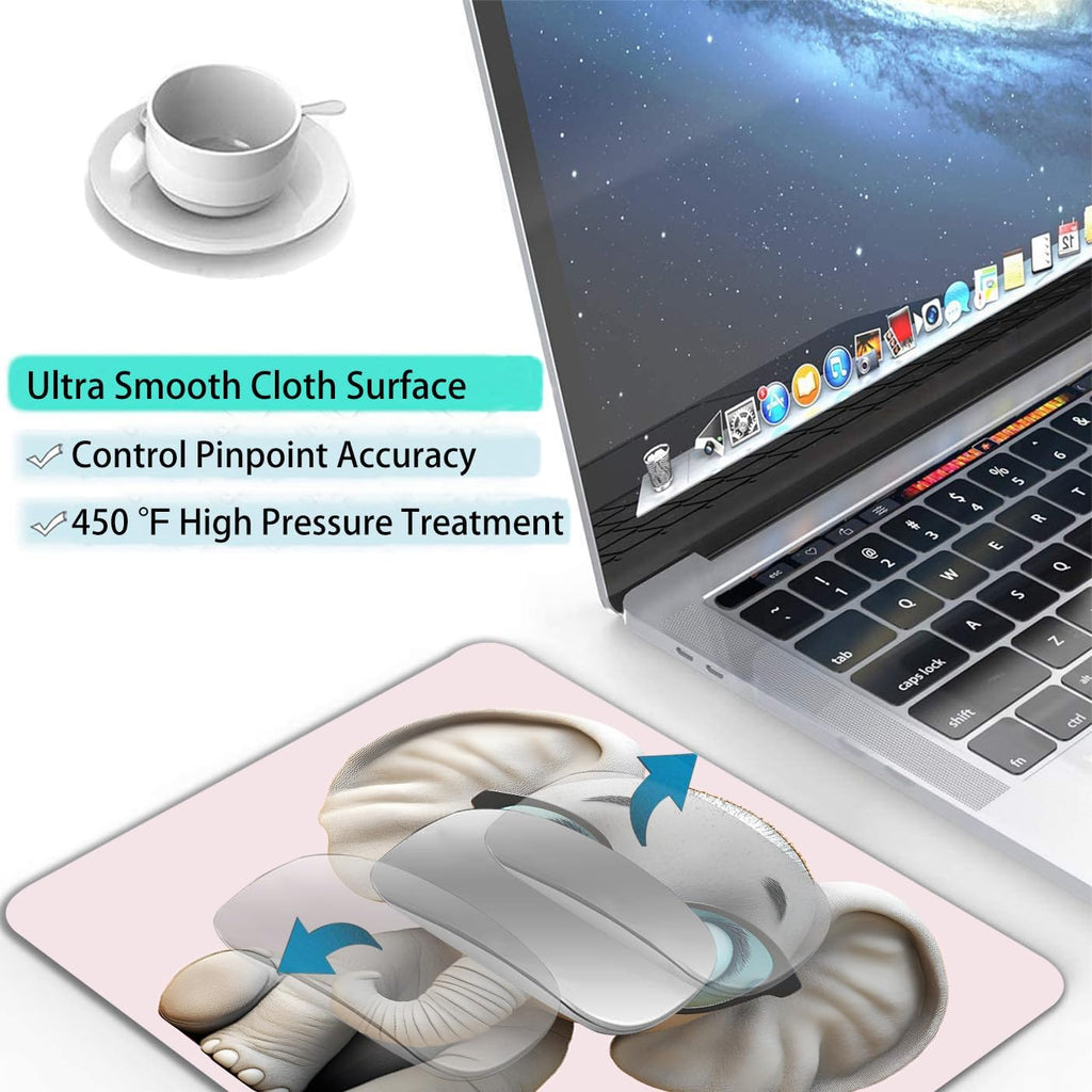 Cute Cartoon Anime Elephant Custom Mouse Pad with Non-Slip Rubber, Small Square Design for Wireless Laptop & Computer Mouse Pads for Desk, 9.5 x 7.9 inch Smooth Surface for Gaming & Office