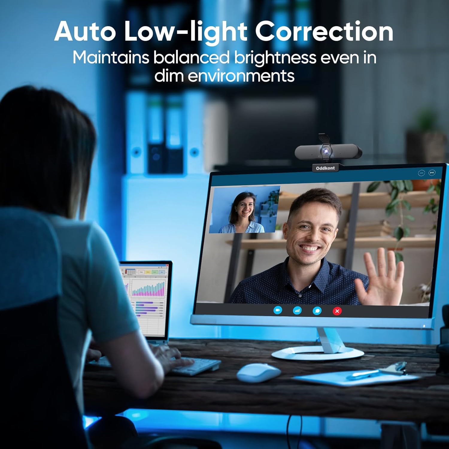 Full HD 1080P Webcam with Microphone, Auto-Light Balance, Rotatable Design,Privacy Cover, Plug and Play for Zoom, Skype,Web Conferencing - Compatible with Windows, Mac, Laptop, Desktop