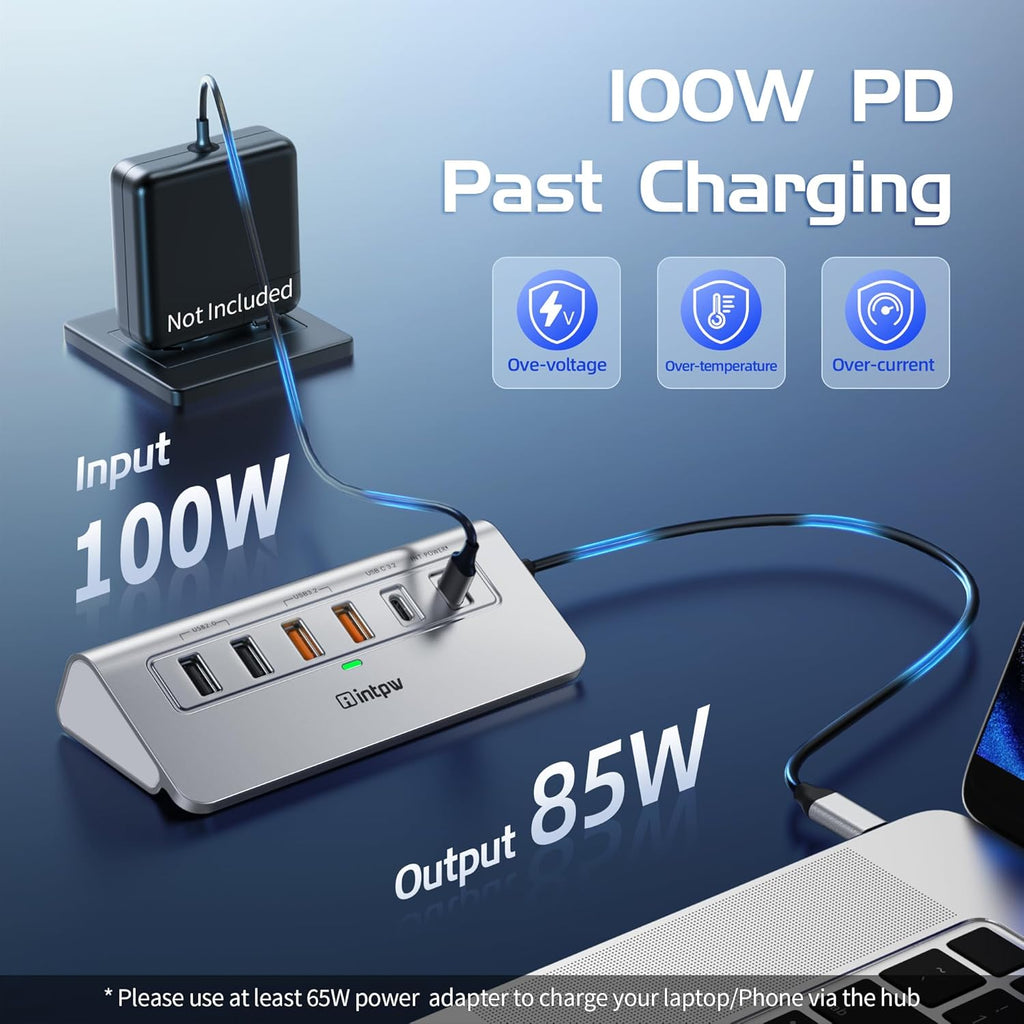 USB C Hub Ethernet, 10-in-1 USB Docking Station 10Gbps with 4K@60Hz HDMI, USB C and 2 USB A 3.2 Data, LAN, 2 USB A 2.0, PD 100W, SD/TF Ports, Powered USB Hub for Laptop, PC, iPhone 16/15, Mac