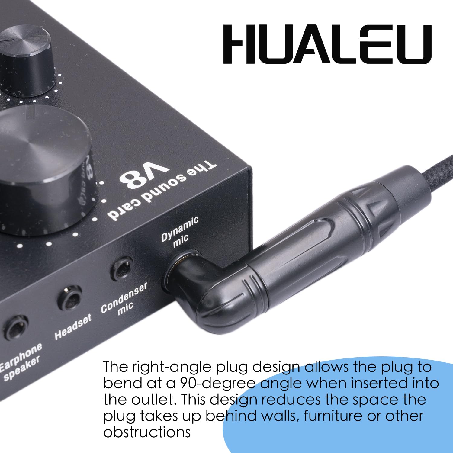 HUAELU 2Pack 1FT Right Angle Audio Cable, Male to Female, 6.35mm TRS Stereo to 1/4 Female Stereo Headphone Guitar Extension Cable Cord for Amplifiers
