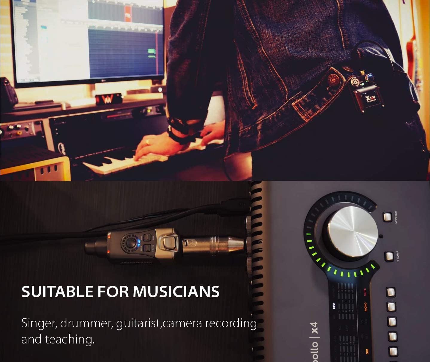 Xvive U4 Wireless in-Ear Monitor System Receiver Personal IEM for Studio, Band Rehearsal,Live Performance (U4 Receiver ONLY)