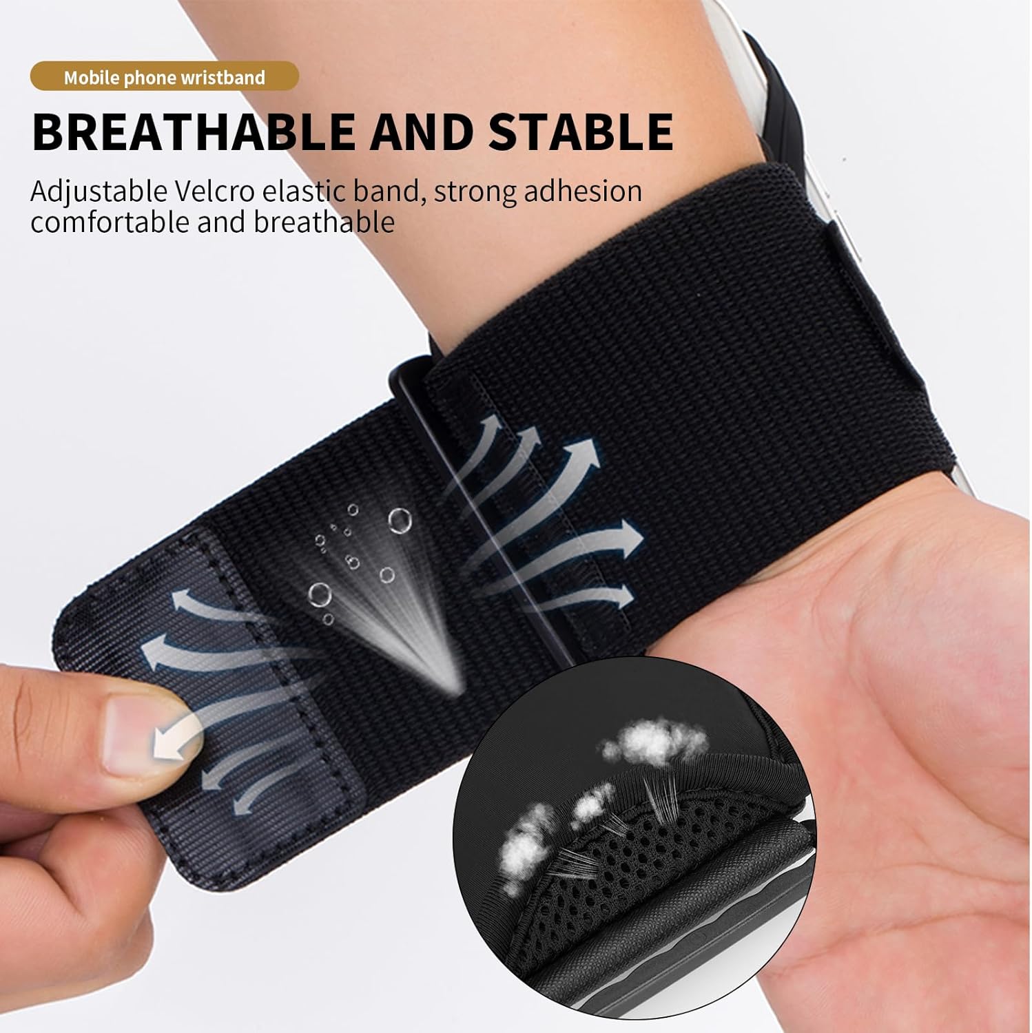Wristband Phone Holder for Running, 360°Rotation & Detachable Sports Armband with Key Holder for iPhone 15/14/13/12/Pro/Pro Max/XS/XR/X/8/7/6/Plus, Samsung Galaxy, Fits 4''-6.95''Phone (s)