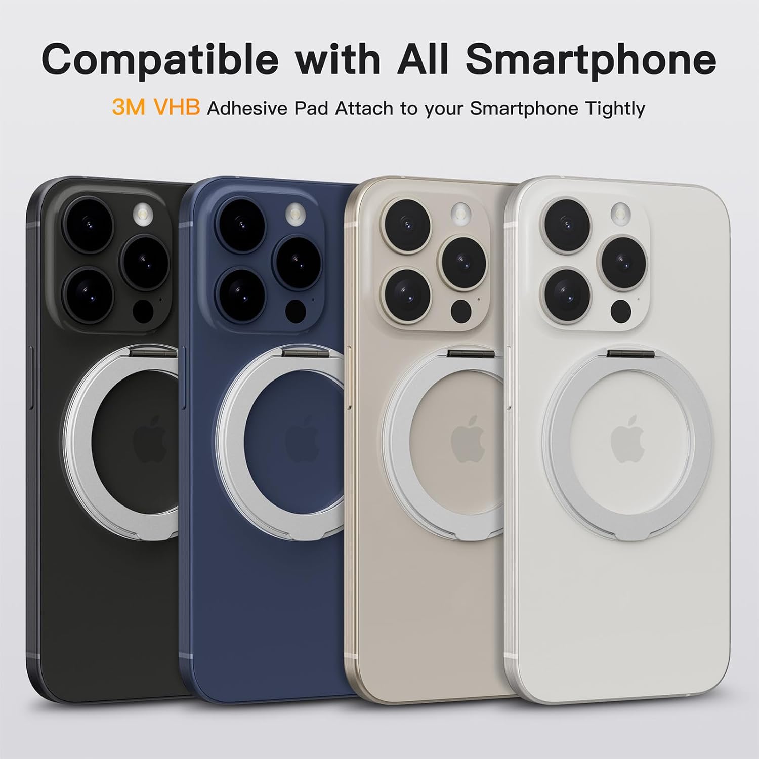 COOLQO 1Pc 360 Spin Cell Grip Ring Phone Stand [Upgrade Gear Hinge Stress Anxiety Relief] Magnetic Holders for Your car Accessories Desk Mount Compatible with iPhone All Smartphones, Silver