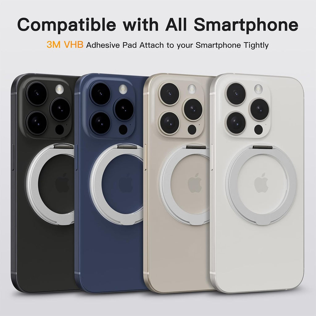 COOLQO 2Pcs 360 Spin Cell Grip Ring Phone Stand [Upgrade Gear Hinge Stress Anxiety Relief] Magnetic Holders for Your car Accessories Desk Mount Compatible with iPhone All Smartphones, Silver