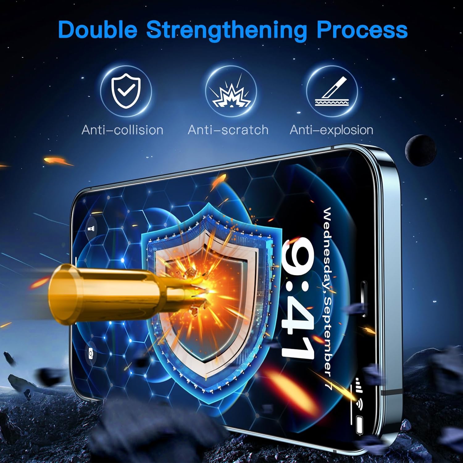 Uyiton Anti-Blue Light for iPhone 12 Pro Max Screen Protector - Unbreak-Glass Full Coverage Case Friendly Scratch Resistance 9H Tempered Glass Screen Protector for iPhone 12 Pro Max, 2 Pack