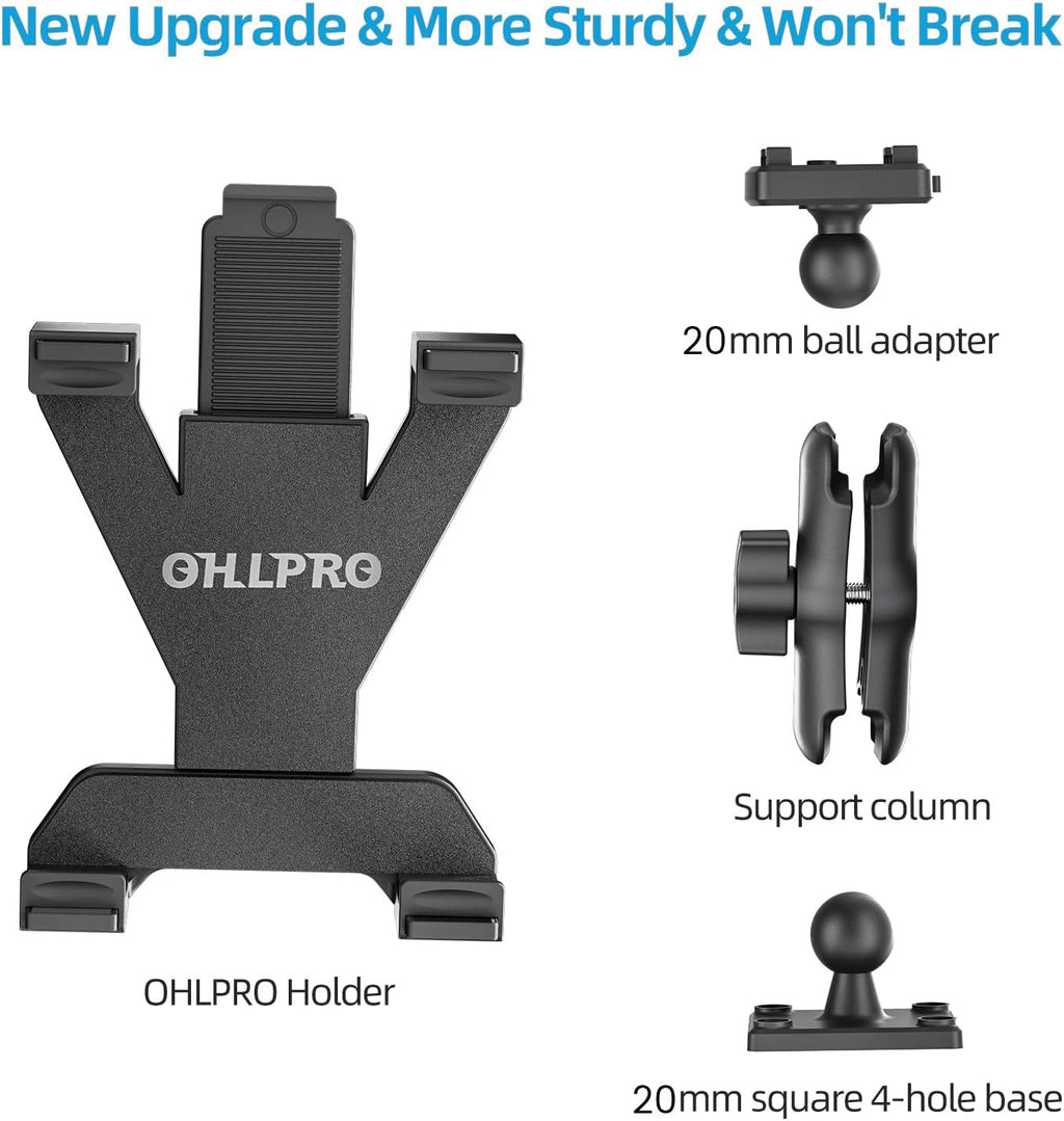 OHLPRO Heavy Duty Drill Base Tablet Holder Car Mount, iPad Mount for Truck Compatible with 7"-13" Tablets, Adjustable Angle, Sturdy Design, Ideal for Cars,Wall, Commercial Vehicles - Includes Screws