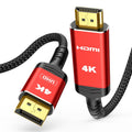 Highwings 4K DisplayPort to HDMI, 10ft Uni-Directional DP (Source) to HDMI (Display) 1.4 Cable, 4K@30Hz, 2K@60Hz, 1080P Full HD, Braided Cord for Dell, NVIDIA, AMD, Monitor, Projector (Red)