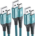 USB C Cable 3.1A Fast Charging [3Pack,10ft+6.6ft+3.3ft], sweguard USB-A to USB-C Charger Nylon Braided Cord for Samsung Galaxy S21 S20 S10 S9 S8 Plus/FE Note 20 10 9 8 7, A71 A51 A32,LG,Moto,PS5-Green
