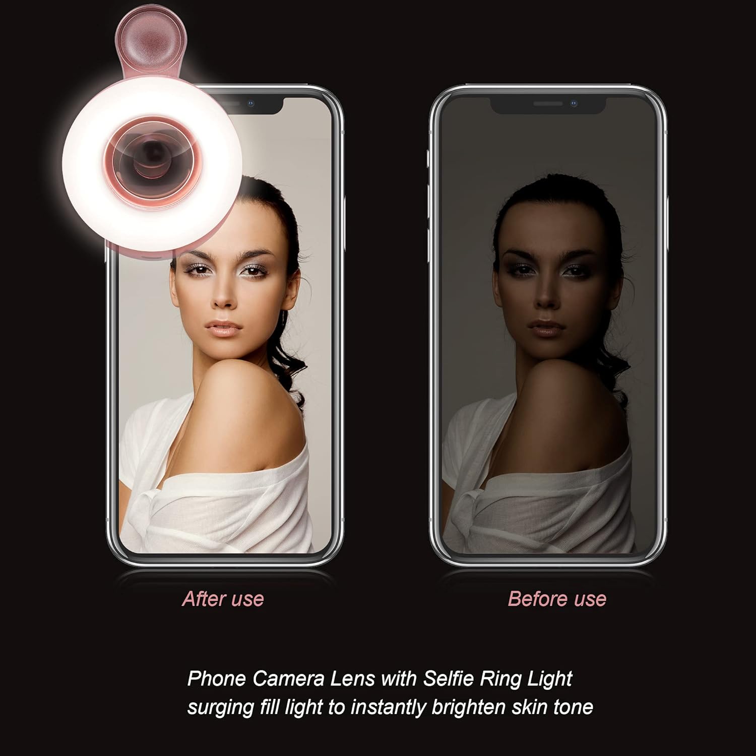 15X Macro Lens with LED Ring Light for iPhone & Android - Rechargeable Portable Clip-On Lens for Smartphone Photography, Vlogging, Close-Up Photos & Video Recording - 3 Light Modes, USB Fast Charging
