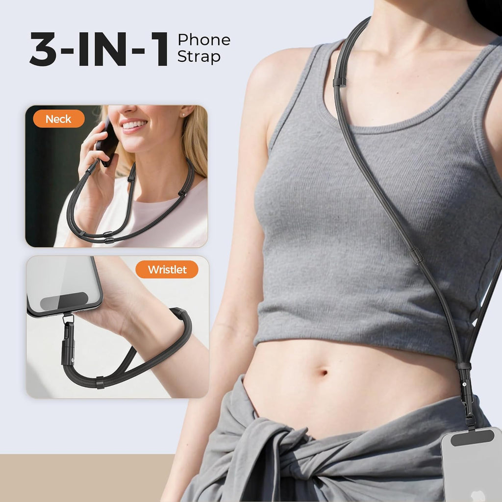 SURDOCA 3-In-1 Phone Lanyard with Tether Tab & Loop Strap, Adjustable Anti Theft Phone Strap for Crossbody, Neck, Wrist - Universal for Camera, Earphone, USB Drives, ID Badges
