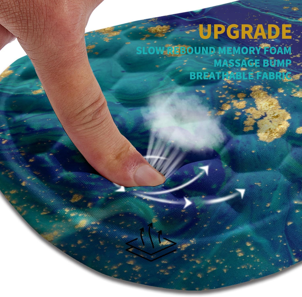 Hokafenle Ergonomic Mouse Pad Wrist Support, Wrist Rest Mousepad for Carpal Tunnel Pain Relief with Integrated Memory Foam Slope Massage Bulge (11.8x7.9 inch,Blue Gold