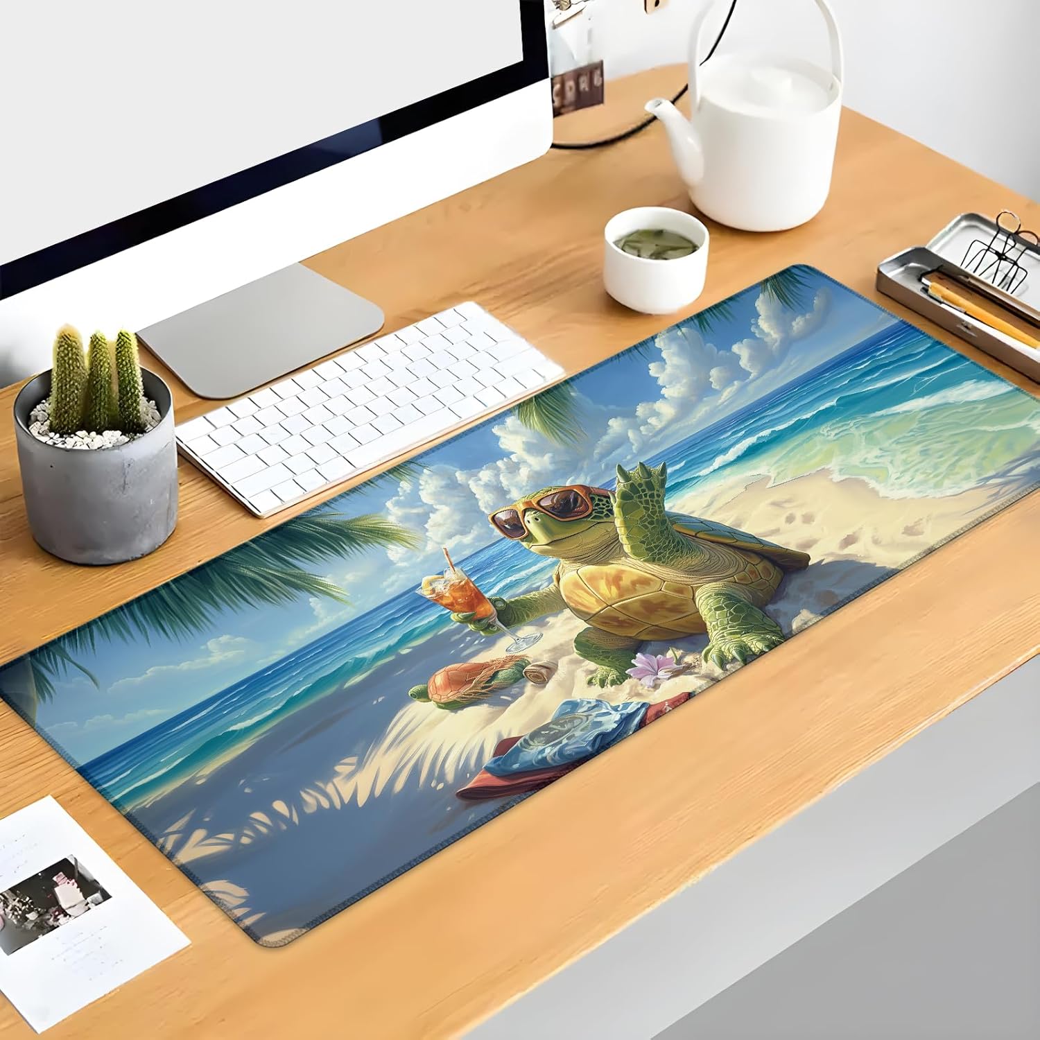 Turtle Gaming Mouse Pad Extended Desk Computer Keyboard Laptop Mouse Pads for Gaming Home Office Work, Large Long Desk Mat Mousepad with Non-Slip Rubber Base 31.5×11.8inch(17)